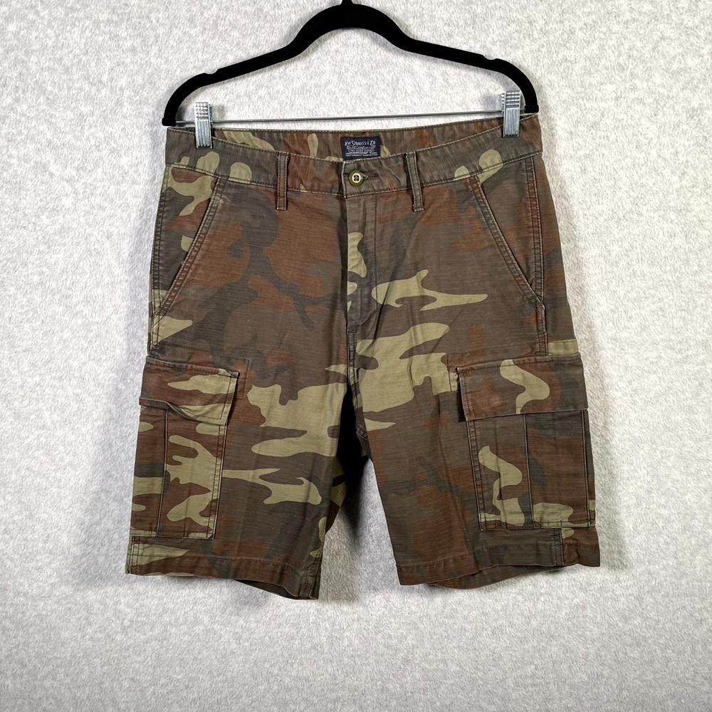 Levi's Carrier Cargo Shorts Mens 30 Brown Camouflage Sateen Cotton Non Stretch
